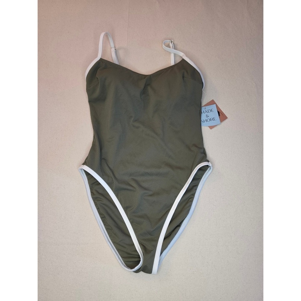 Shade & Shore Scoop Neck One Piece Swimsuit Olive Green XL NWT